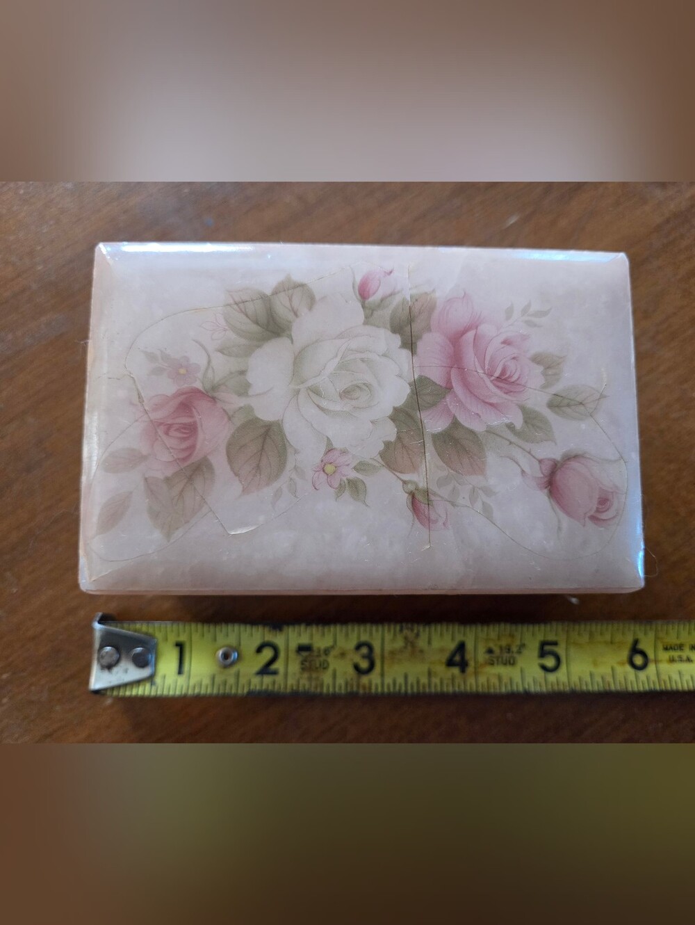 Floral Rose Decorative Box - Pink and White